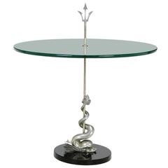 Nickel Dolphin & Trident Gueridon with Black Marble Base 11