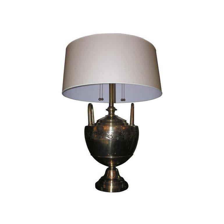 Table Lamp Art Deco patinated brass  attributed to Caldwell 1920's For Sale