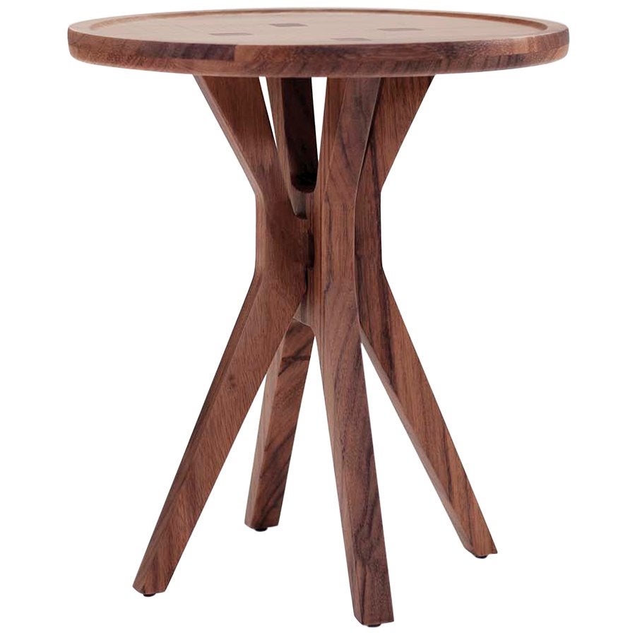 Contemporary Round Side Table in Solid Wood with Matte Natural Finish For Sale at 1stDibs