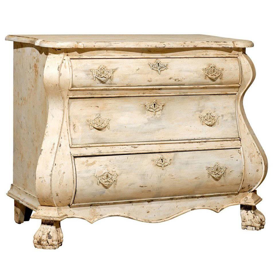 Dutch Baroque Style Painted Three-Drawer Bombé Commode from the 1890s