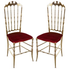 Vintage Brass Chairs by Chiavari Italy