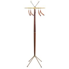 Gio Ponti Brass and Wood Coat Stand