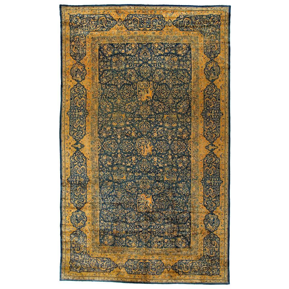 20th Century Green and Gold Antique Agra Rug For Sale