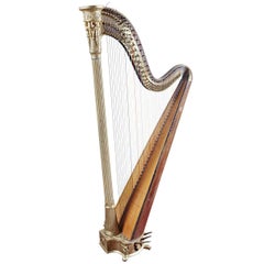 Harpe française du début du 19ème siècle en érable et dorée à double action par S. Erard:: 1811