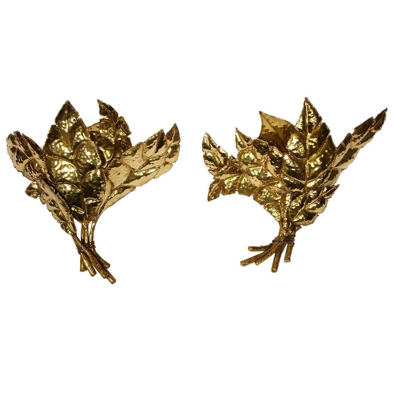 Pair of Leaf Sconces by Jacques Duval-Brasseur