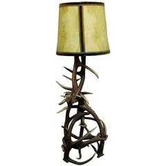 Large Rustic Black Forest Antler Floor Lamp