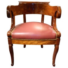 19th Century Charles X Desk Chair in Mahogany with a Rounded Back