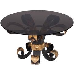 French 1960s Forged Iron Coffee Table with Glass Top 10