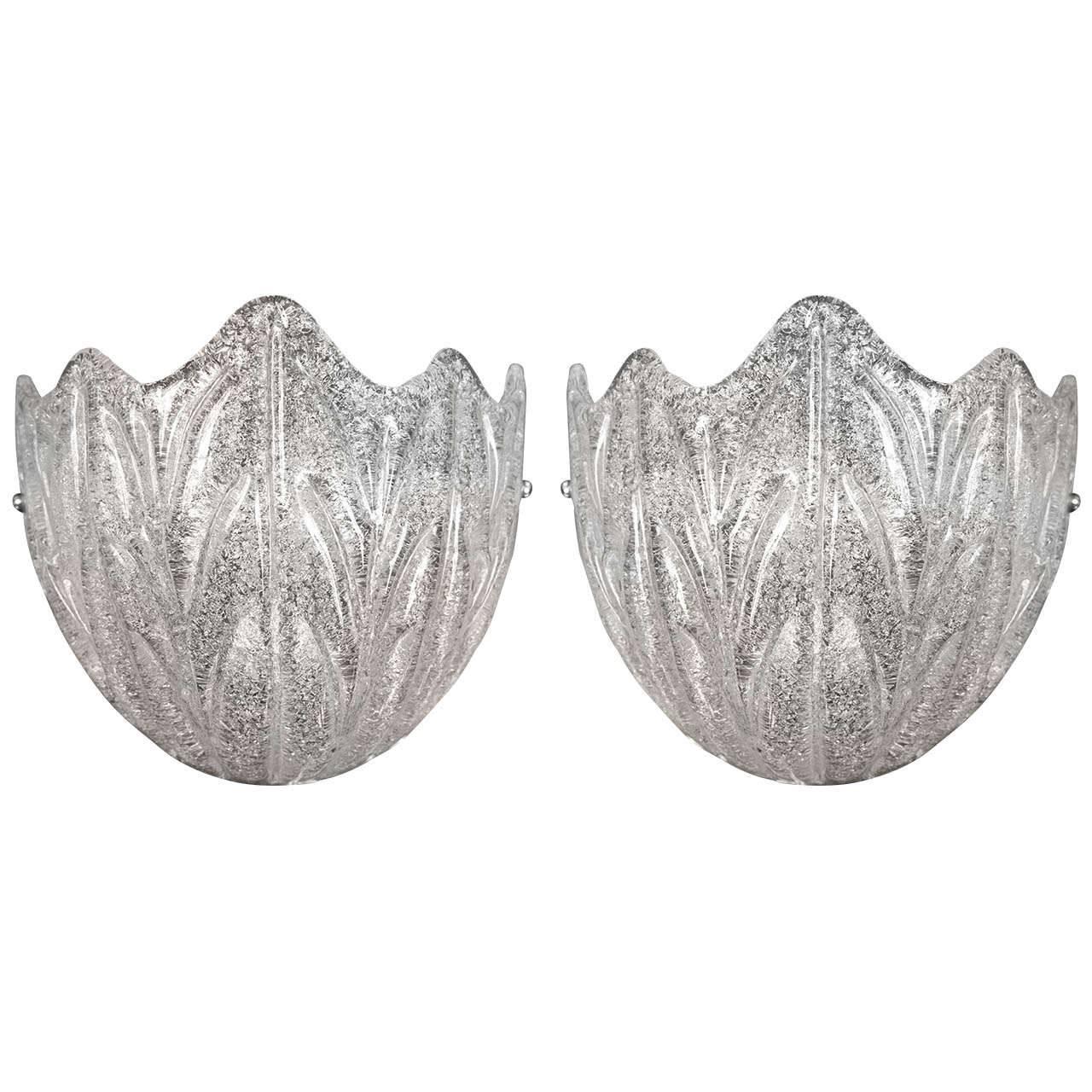 Pair of Modern Icy Sconces For Sale