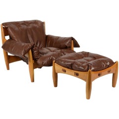 Sergio Rodrigues Sheriff Lounge Chair and Ottoman