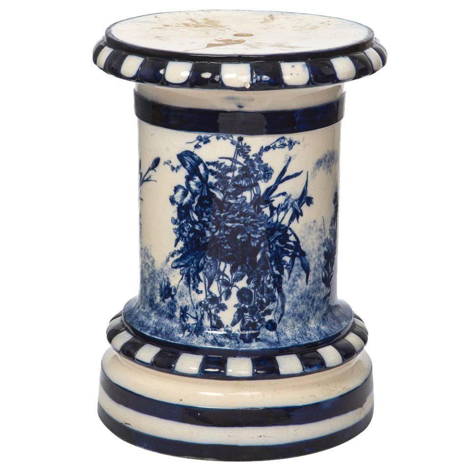 Pedestal, Ceramic Flow Blue, 1920s English  For Sale