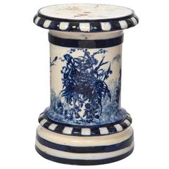 1920s Large English Flow Blue Ceramic Pedestal 11