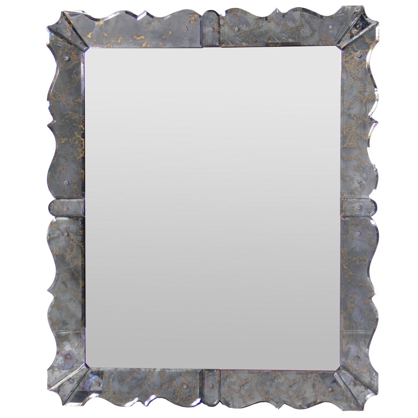 Midcentury White Scalloped Mirror For At 1stdibs