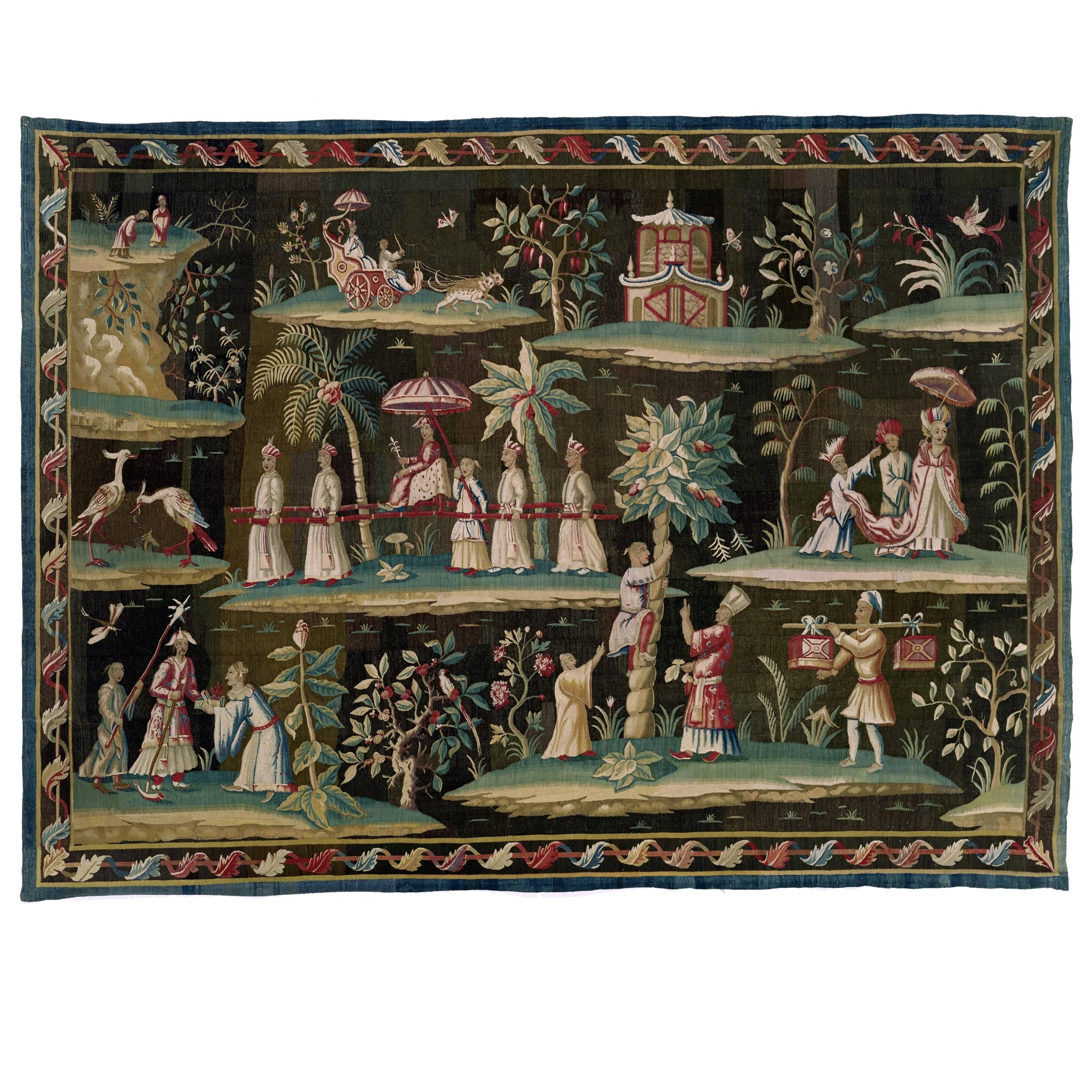 George I Chinoiserie Soho Tapestry by John Vanderbank For Sale