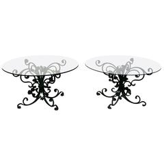 Pair of Decorated Hand-Wrought Art Nouveau Iron Side Tables 4