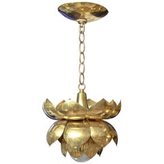 Small Brass Lotus Flower Pendant, by Feldman