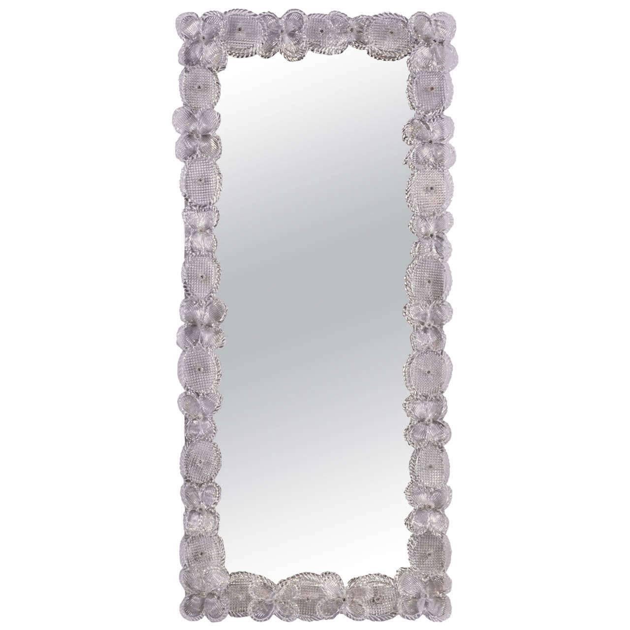 Clear Murano Glass Mirror by Barovier