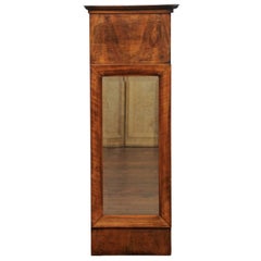 French Narrow Mirror with Bookmarked Walnut Veneer from the Late 19th Century