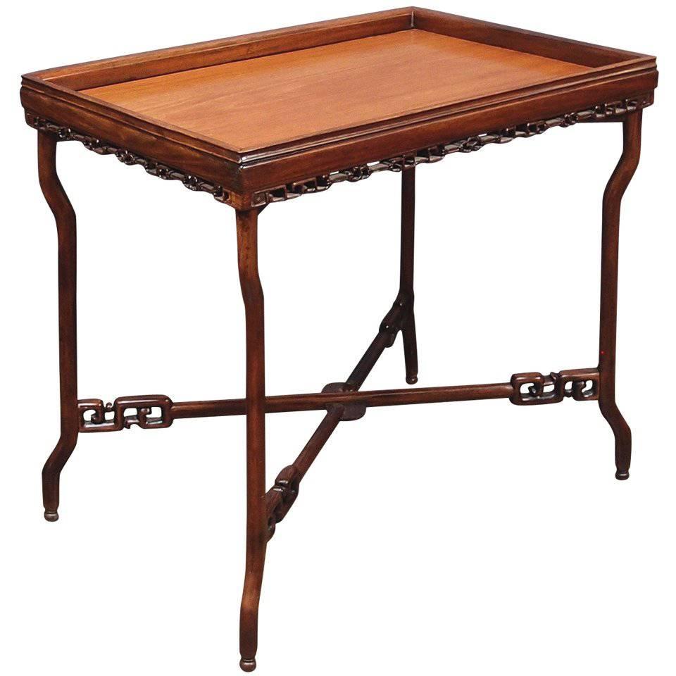 19th Century Chinese Export Hardwood Folding Tray Table For Sale