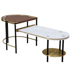 Frame Coffee Table, Contemporary Handmade Brass and Marble Coffee Table