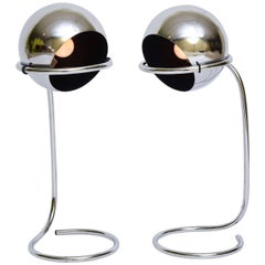 Exciting 1960s Space Age Articulated Chrome Ball Table Lamps 7