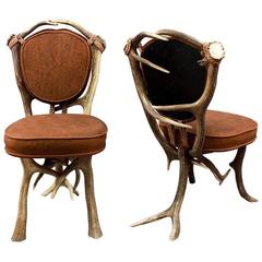 Pair of Vintage Black Forest Antler Chairs 4