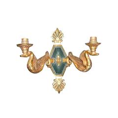 19th C French Bronze Empire Style Sconce With Two Swans Forming the Arms 