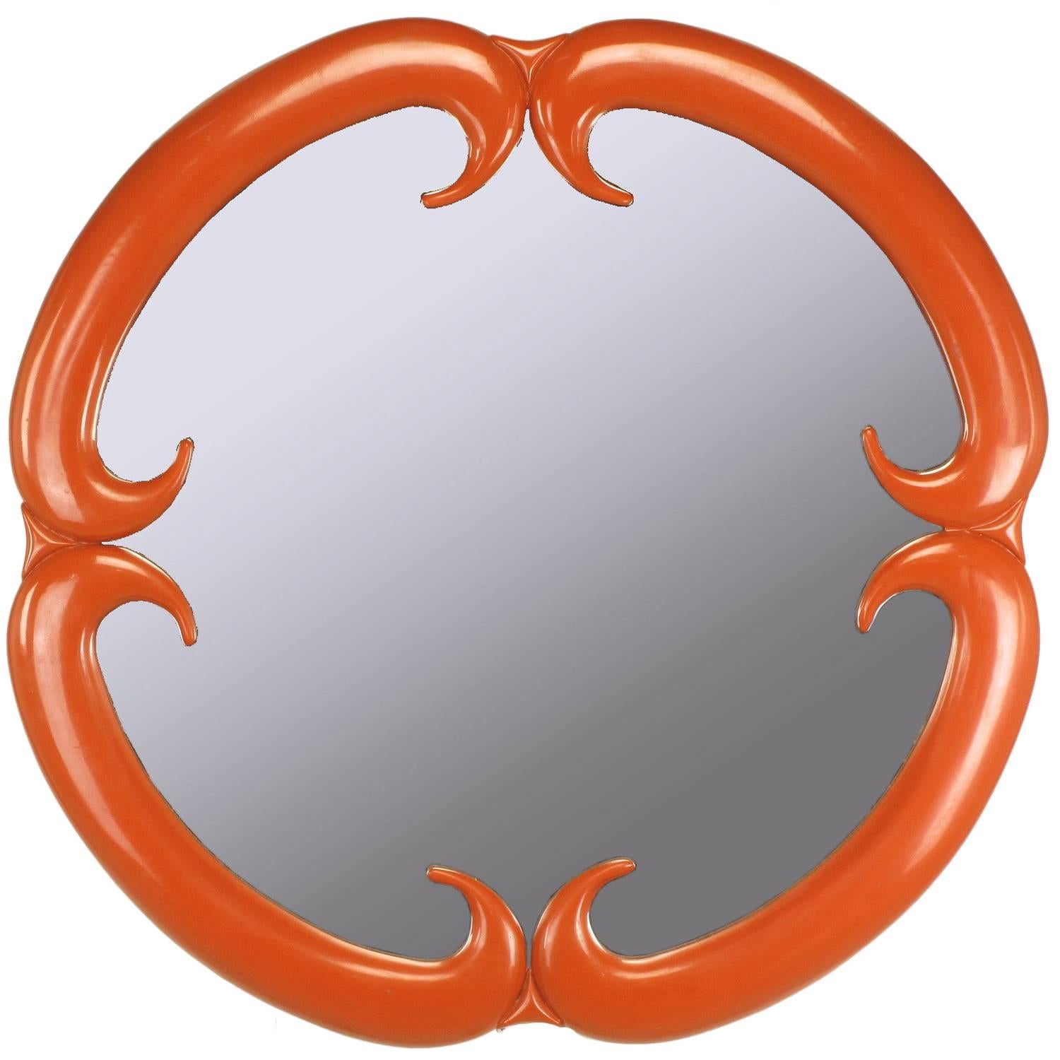 Miroir Quatrefoil rouge Cinnabar de Baker Furniture en vente