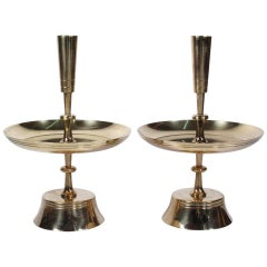 Pair of Brass Candleholders by Tommi Parzinger