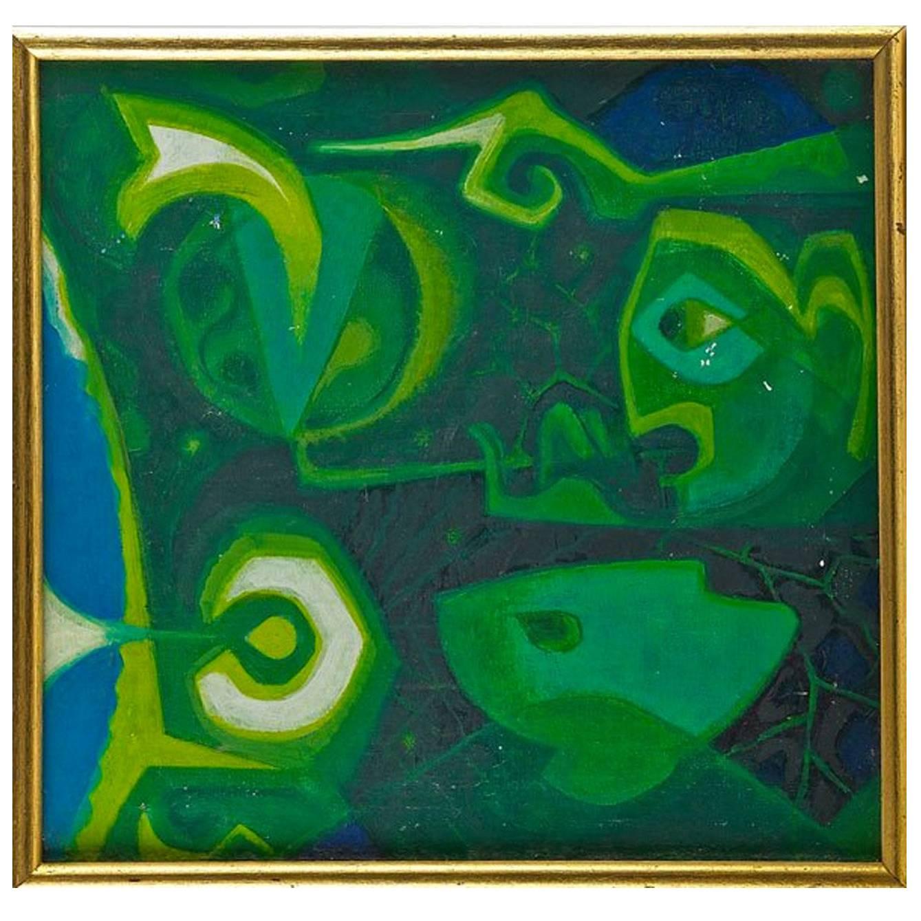 Original Tommi Parzinger Emerald Green Oil Painting For Sale