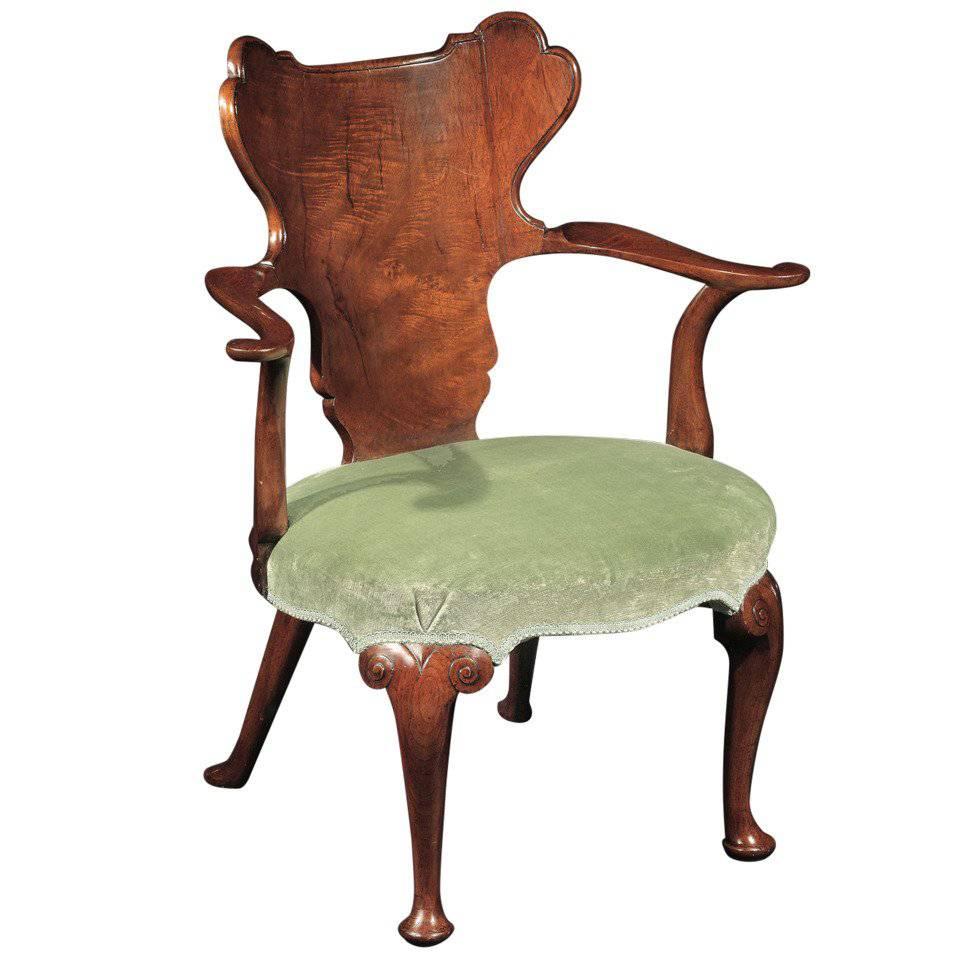 George II Walnut Armchair For Sale
