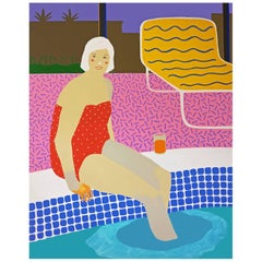 'the Plunge' Figurative Portrait Painting by Alan Fears Pop Art Pool