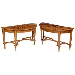 Pair of Michael De Santis Brazilian Rosewood Demilune Consoles 3