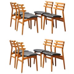 Set of Eight Oak Dining Chairs by Danish Designer Poul Volther