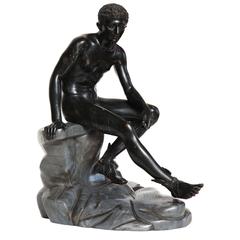 Large 19th Century Bronze of a Seated Mercury on a Marble Base