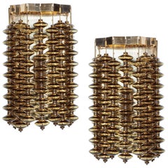 Hans-Agne Jakobsson Amber Glass Strand Sconces