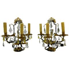 Pair of Italian Tôle Peinte Three-Light Girandole or Lamps, 19th Century 4