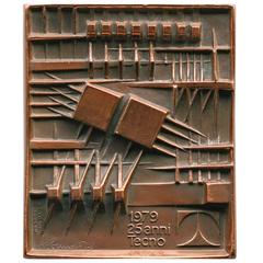Bronze Plaque by Arnaldo Pomodoro for Tecno Milan 1979 12