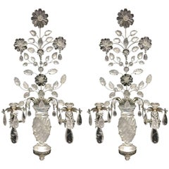 Wonderful Pair of Rock Crystal Silver Jansen Sconces