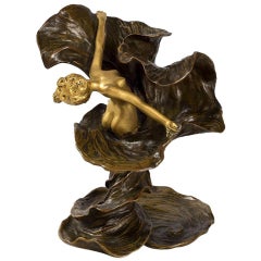 Chalon French Art Nouveau Gilt and Patinated Bronze Loïe Fuller