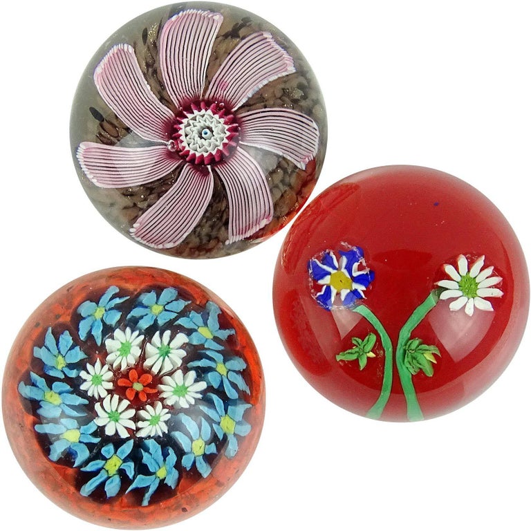 fratelli toso murano blue millefiori flower italian art glass