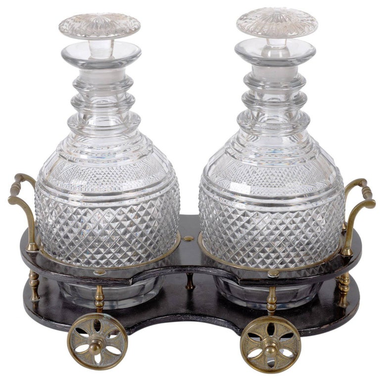 Pair of Victorian Brown Glass Decanters For Sale at 1stdibs