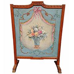 Antique Hand-Painted Fireplace Screen, circa 18th Century