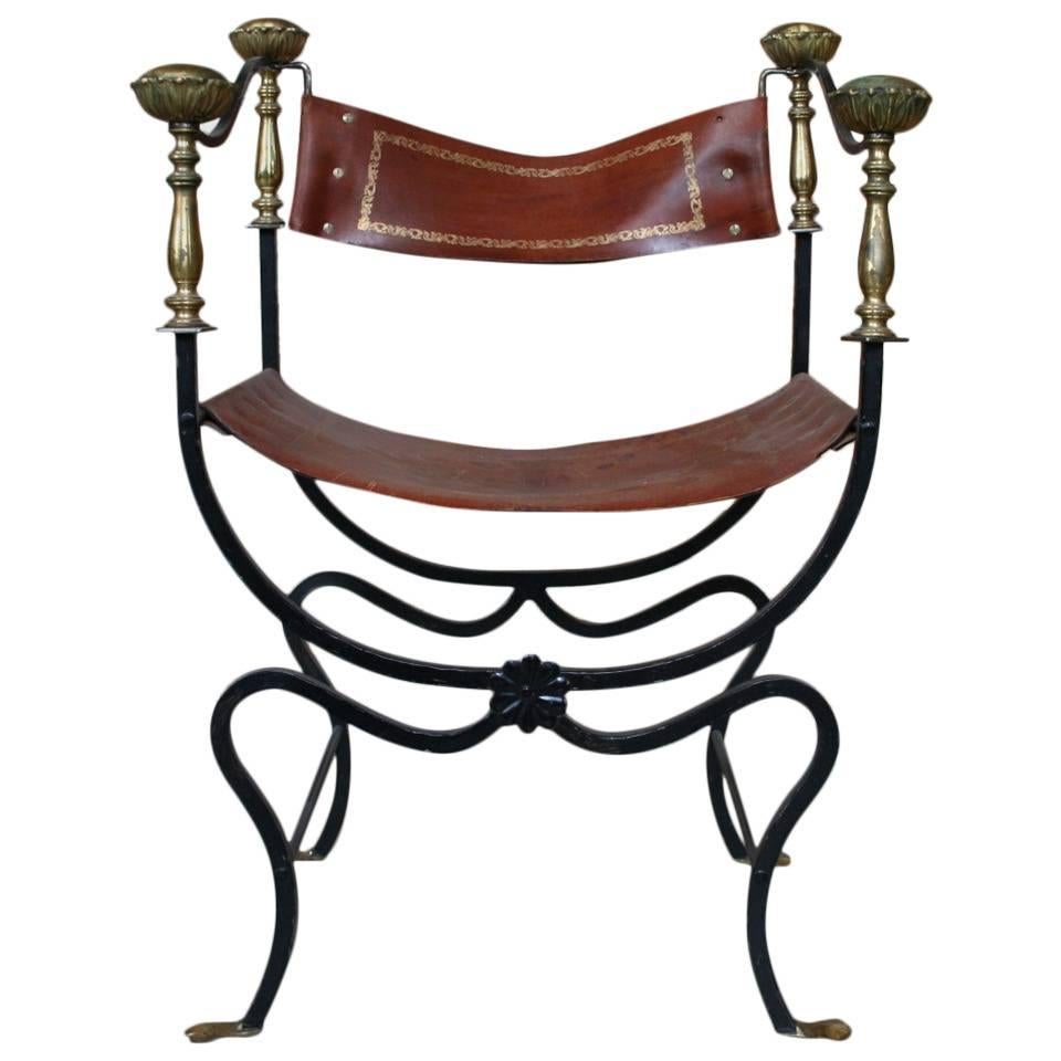 Italian Iron Campaign Chair, 1920s