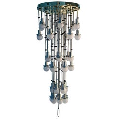 Koloman Moser for Otto Wagner "Steinhof Church" Chandelier 36 Fl. by Woka Lamps