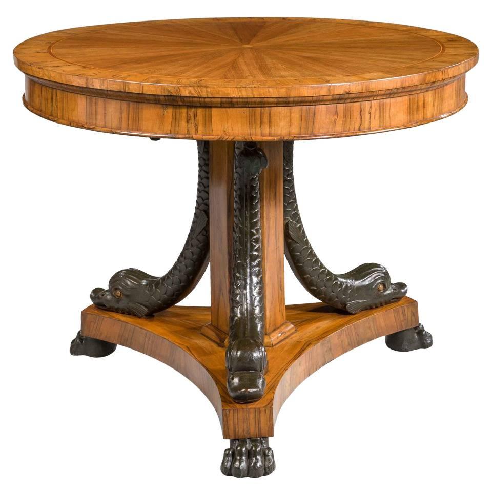 19th Century Olivewood and Walnut Centre Table For Sale