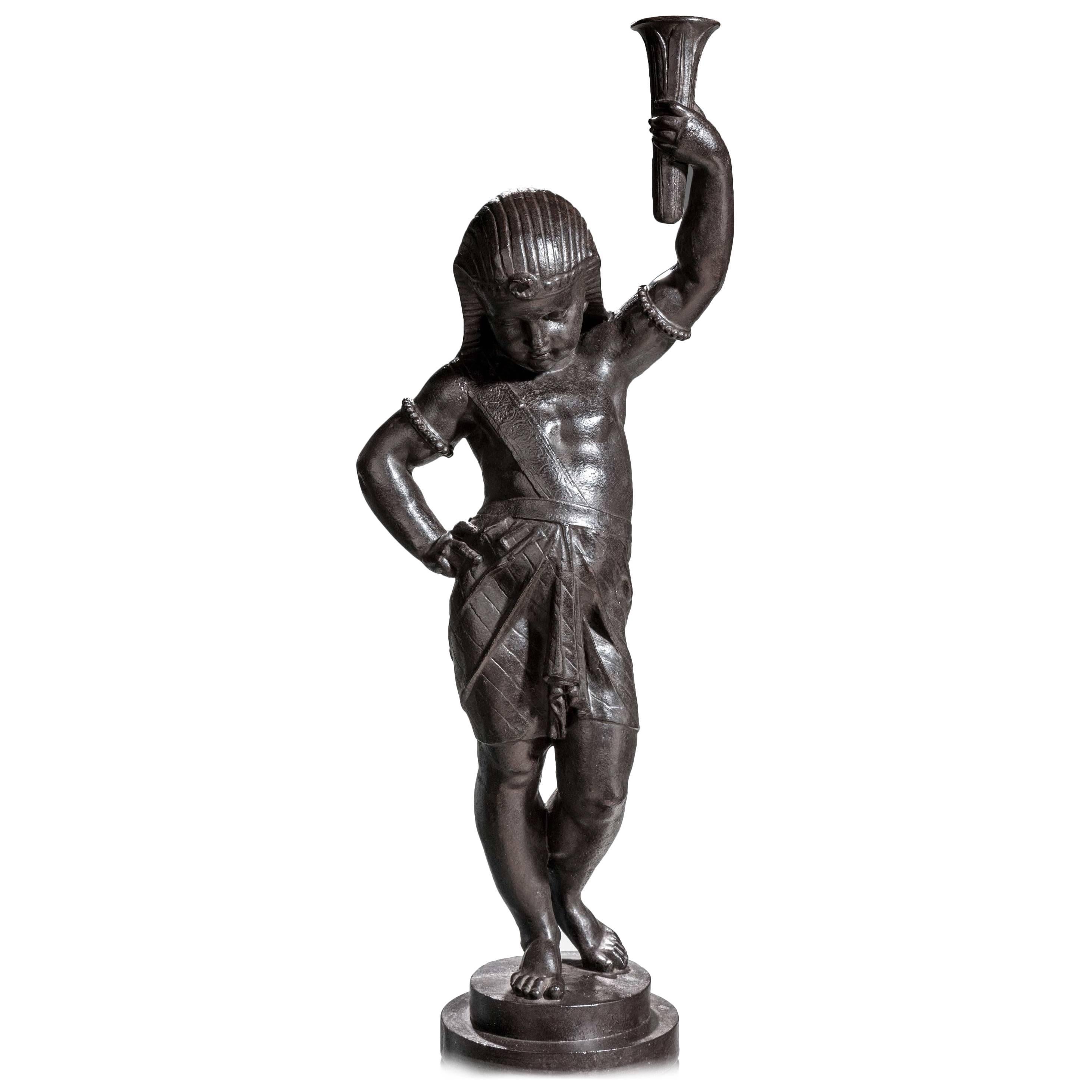 Bronze Patinated Cast Iron Figure For Sale