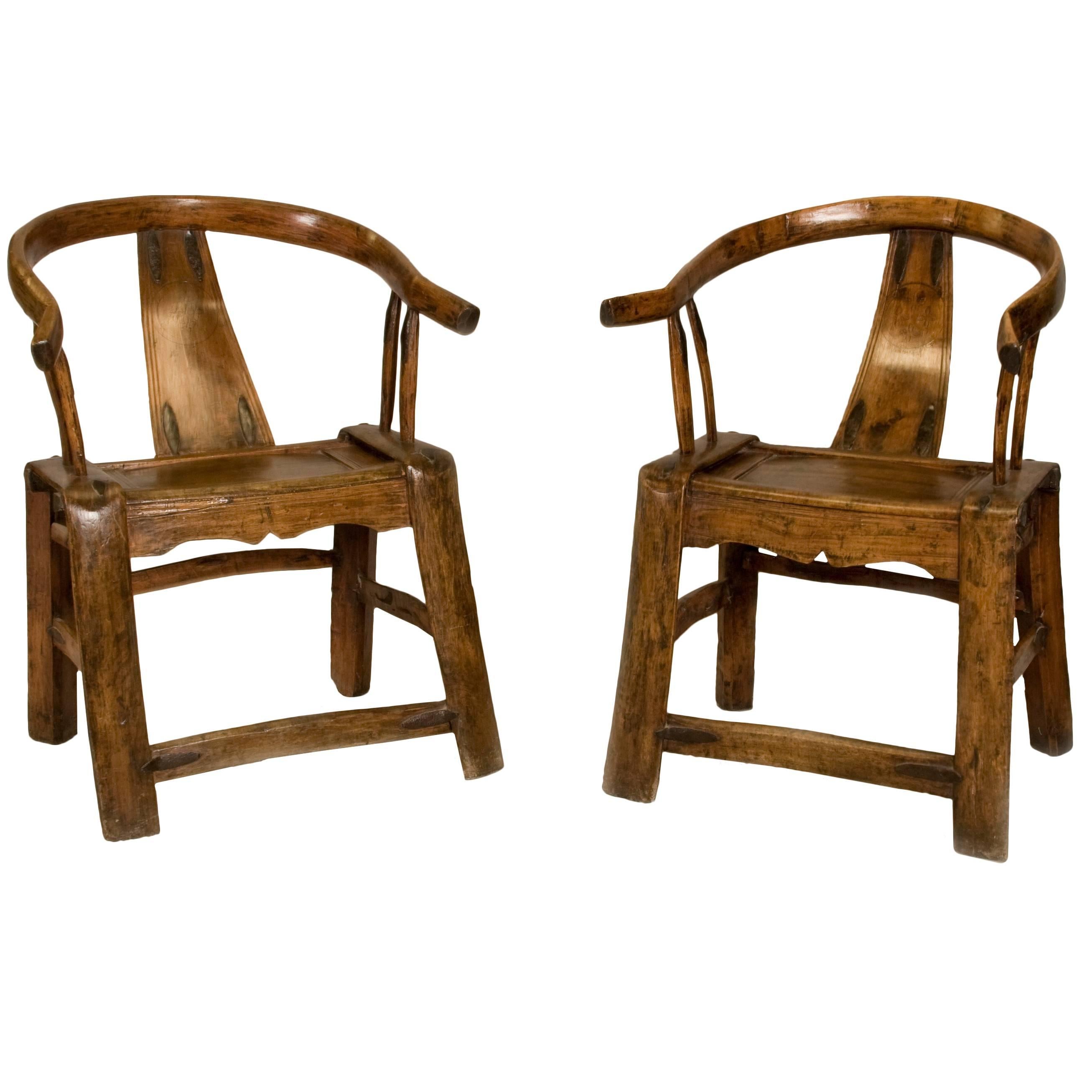 Pair of 19th Century Chinese Yoke Back Chairs