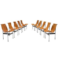 Katavolos, Kelley and Littell T-Chairs in Cognac Leather, Set of Ten