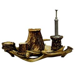 Antique Antler Smoking Desk Set 8